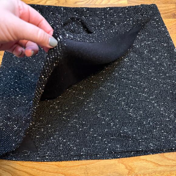 Max Studio Women’s XL Black White Tweed Wrap Mini Skirt Dark Academia Professor - Picture 4 of 7